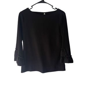 Talbots Women's Size XS‎ Black Bell Sleeve Career Top Interview Outfit Women